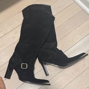 Elegant Black Suede Knee-High Boots